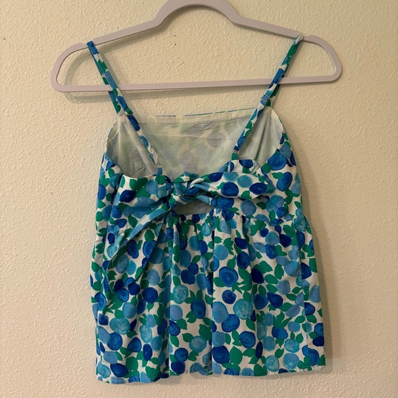 NWOT J. Crew Tie Back Strappy Top in Blueberry Print blue white green Size 2 - Picture 4 of 6